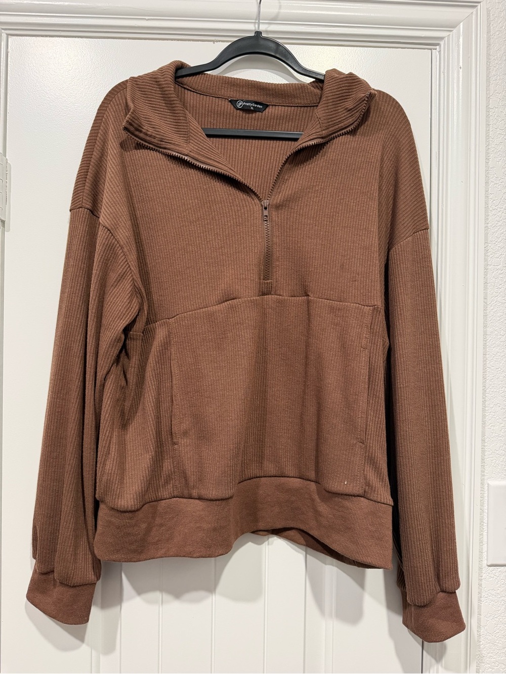 Cozy Ribbed Half-Zip Pullover & matching pants - Brown